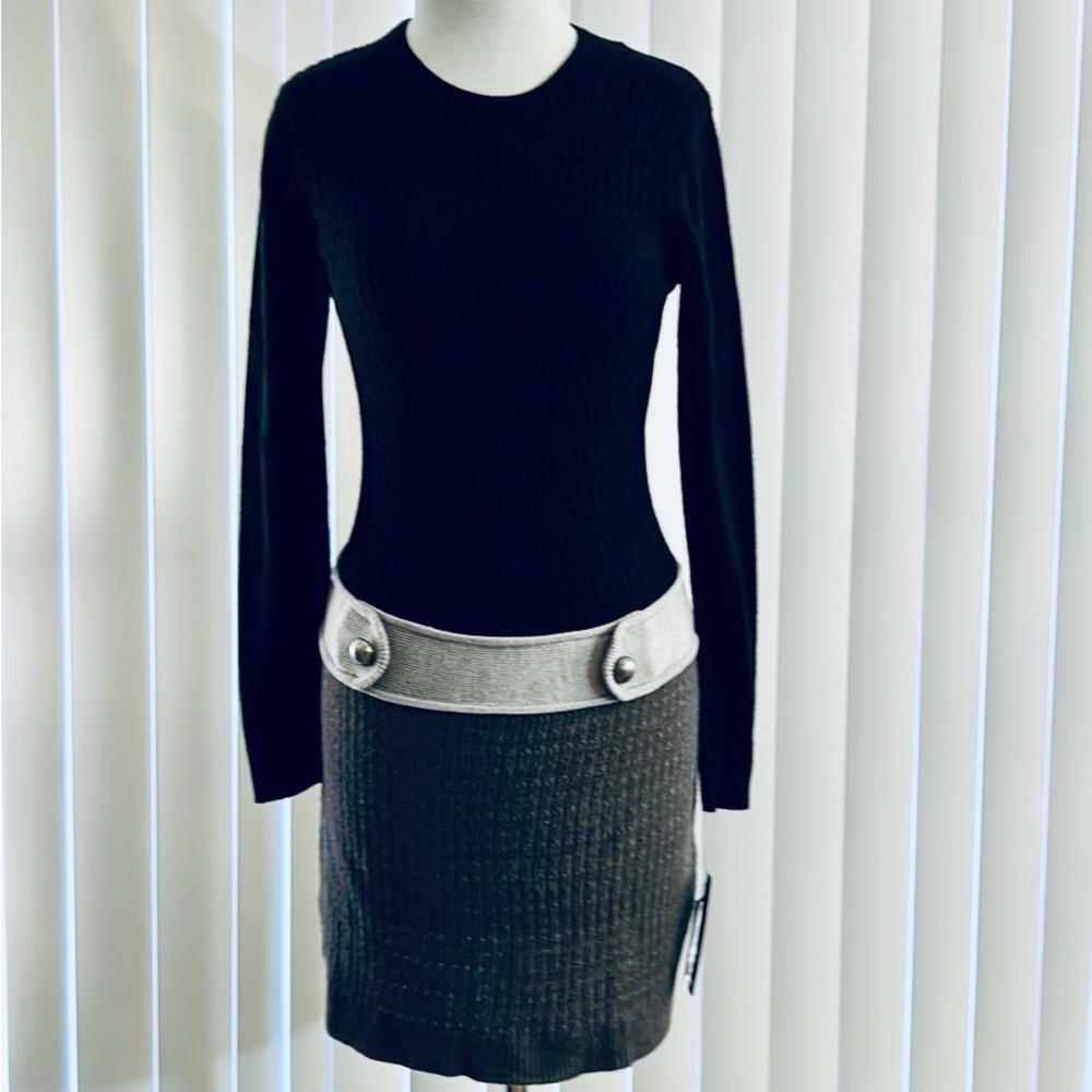BCX Juniors long-sleeve gray/black knit combo dress.